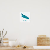 Aruba Landkaart Coördinaten Aqua Blauw Aquarel Poster (Keuken)