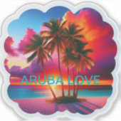 Aruba liefde geweldige kleur sticker (Voorkant)