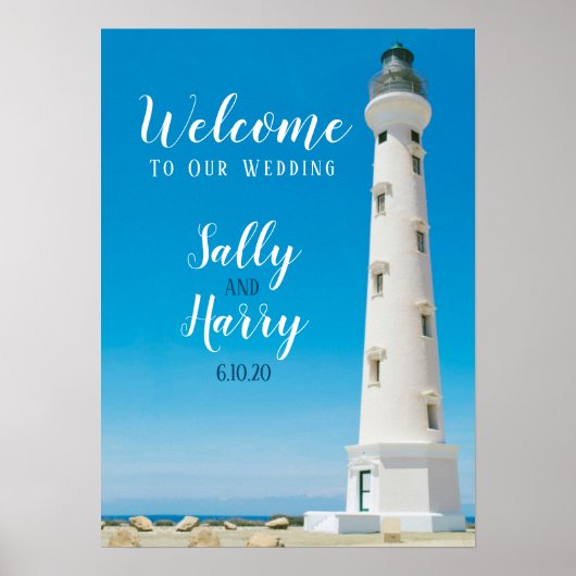 Aruba Lighthouse Destination Wedding Personalized Poster (Voorkant)