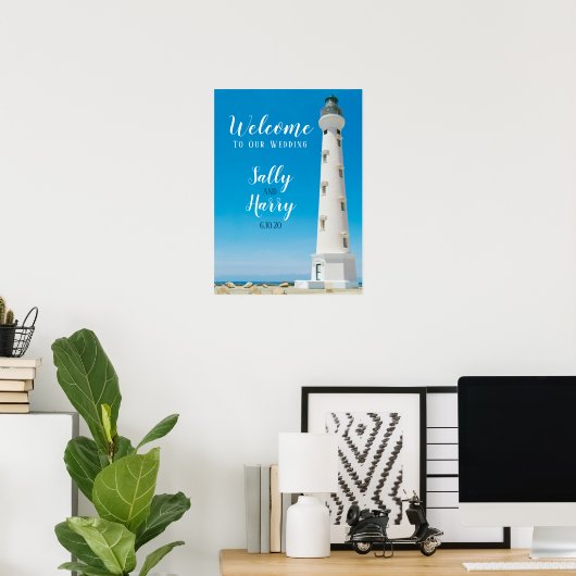 Aruba Lighthouse Destination Wedding Personalized Poster (Thuiskantoor)