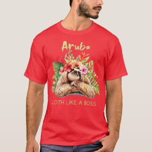 Aruba luiaard als een baas vakantie souvenir cadea t-shirt