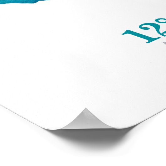 Aruba Map Coordinates Aqua Blue Waterverf Poster (Hoek)