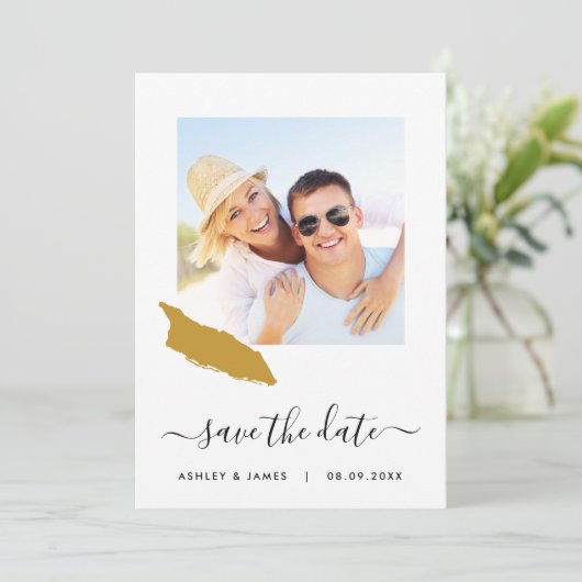Aruba Map Foto Weddenschap Save the Date Card (Staand voorkant)