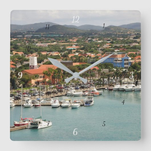 Aruba Marina Vierkante Klok (Voorkant)