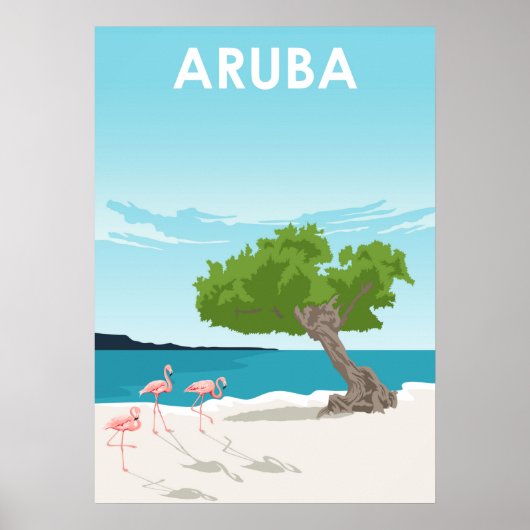 Aruba  minimale reisillustratie met retourvlucht poster (Voorkant)