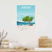 Aruba  minimale reisillustratie met retourvlucht poster (Keuken)