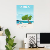 Aruba  minimale reisillustratie met retourvlucht poster (Thuiskantoor)