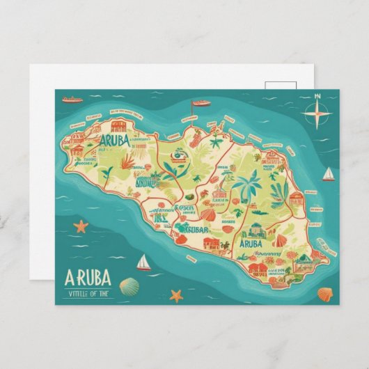 Aruba mooie eiland postkaart feestdagenkaart (Voorkant / Achterkant)