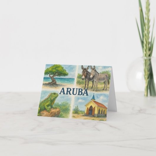 Aruba multiview aquarel bedankkaart (Voorkant)