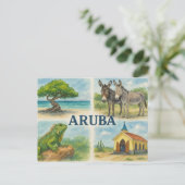Aruba multiview aquarel briefkaart (Staand voorkant)