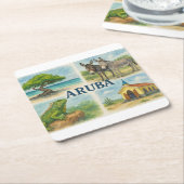 Aruba multiview aquarel kartonnen onderzetters (Schuin)