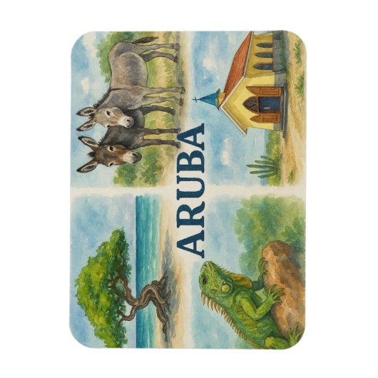 Aruba multiview aquarel magneet (Verticaal)