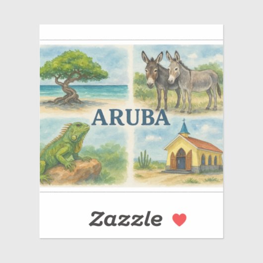 Aruba multiview aquarel sticker (Vel)