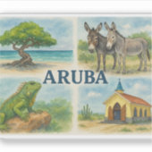 Aruba multiview aquarel sticker (Voorkant)