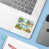 Aruba multiview aquarel sticker (Laptop met iPhone)