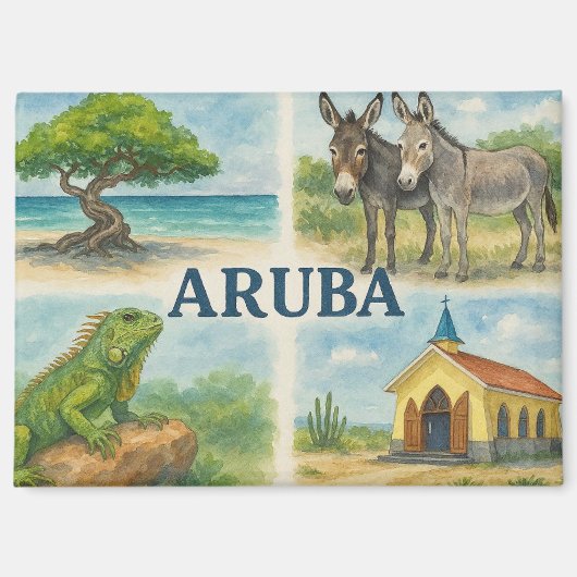 Aruba multiview watercolor magneet (Voorkant)