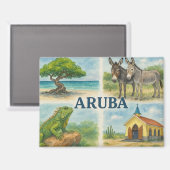 Aruba multiview watercolor magneet (Voorkant / Achterkant)