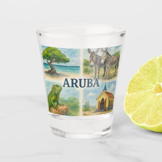 Aruba multiview waterverf shot glas (Voorkant)