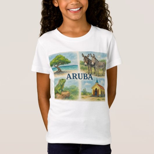 Aruba multiview waterverf t-shirt (Voorkant)