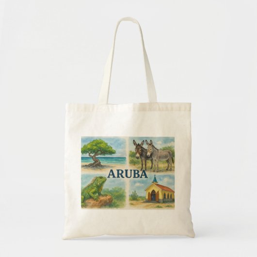 Aruba multiview waterverf tote bag (Voorkant)