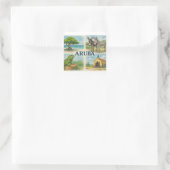 Aruba multiview waterverf vierkante sticker (Tas)
