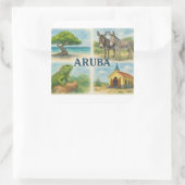 Aruba multiview waterverf vierkante sticker (Tas)