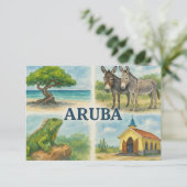 Aruba multiweergave waterverf bedankkaart (Staand voorkant)