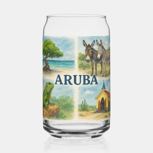 Aruba multiweergave waterverf blikvorm glas (Achterkant)