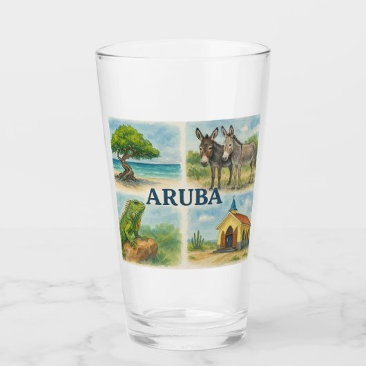 Aruba multiweergave waterverf glas (Voorkant)
