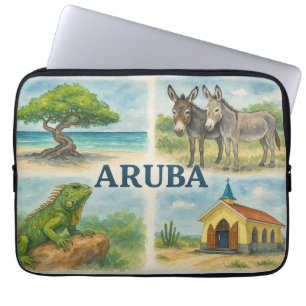 Aruba multiweergave waterverf laptop sleeve