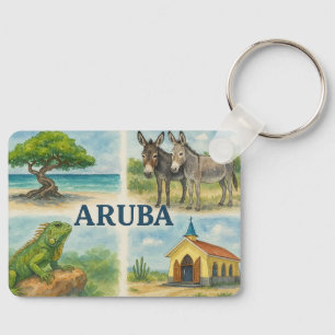 Aruba multiweergave waterverf sleutelhanger