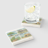 Aruba multiweergave waterverf stenen onderzetter (Zijkant)