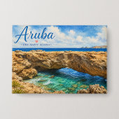 Aruba Natuurlijke Brug rotsformatie Caribisch gebi Button (Voorkant)