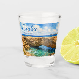Aruba Natuurlijke Brug rotsformatie Caribisch gebi Shot Glas