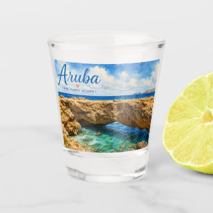 Aruba Natuurlijke Brug rotsformatie Caribisch gebi Shot Glas