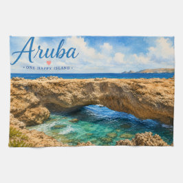 Aruba Natuurlijke Brug rotsformatie Caribisch gebi Theedoek