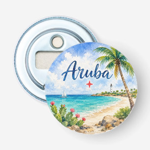 Aruba Nederlands Caribisch Eiland reis souvenir Button Flesopener