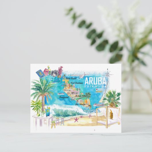 Aruba Nederlandse Antillen Caraïbisch Eiland Geïll Briefkaart (Staand voorkant)