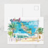 Aruba Nederlandse Antillen Caraïbisch Eiland Geïll Briefkaart (Voorkant / Achterkant)