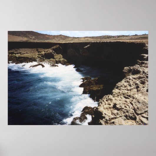 Aruba Ocean Crashing op de Rocks Poster (Voorkant)