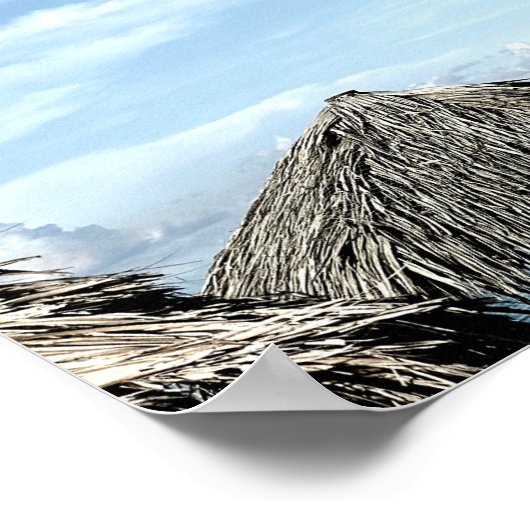 Aruba Ocean Uitzicht Palmbomen en strand Palapa Hu Poster (Hoek)