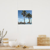 Aruba Ocean Uitzicht Palmbomen en strand Palapa Hu Poster (Keuken)