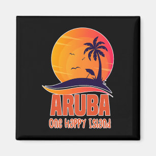 Aruba One Happy Island Beauful Sunset Beach Magneet
