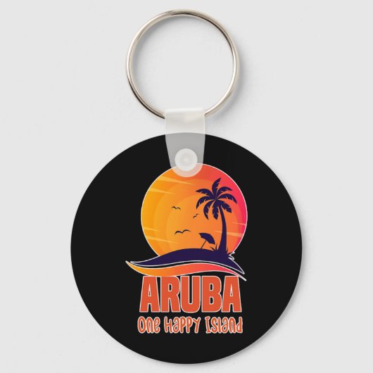 Aruba One Happy Island Beauful Sunset Beach Sleutelhanger (Voorkant)