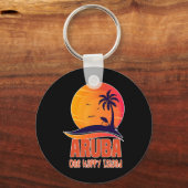 Aruba One Happy Island Beauful Sunset Beach Sleutelhanger (Voorkant)