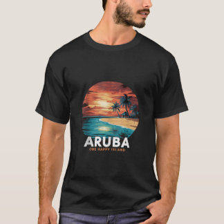Aruba One Happy Island mooie zonsondergang strand  T-shirt