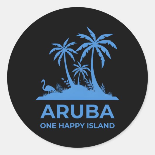 Aruba One Happy Island Ronde Sticker (Voorkant)