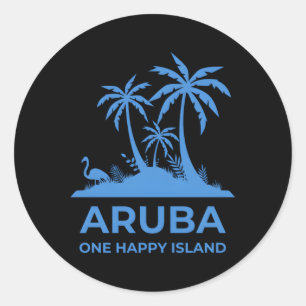Aruba One Happy Island Ronde Sticker