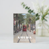 Aruba Oranjestad tram in palmbomen Briefkaart (Staand voorkant)