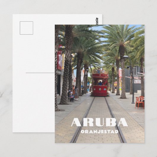 Aruba Oranjestad tram in palmbomen Briefkaart (Voorkant / Achterkant)